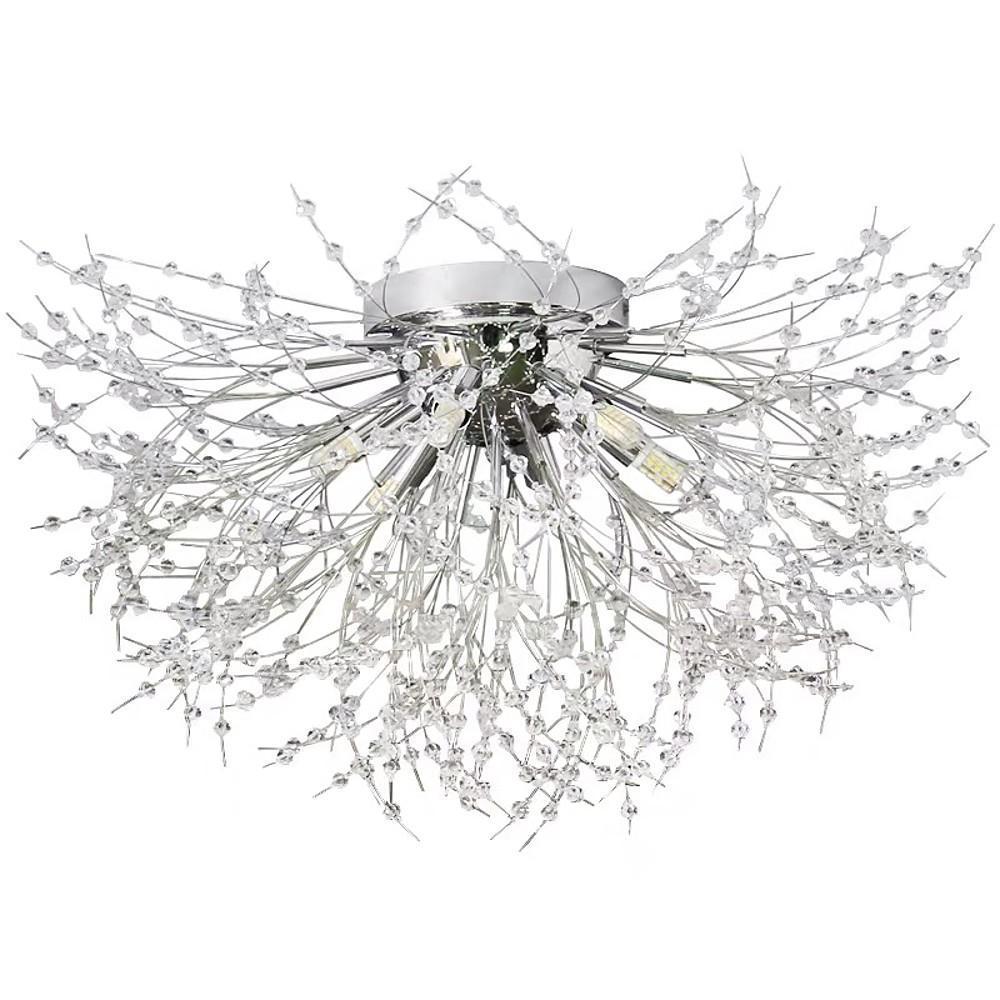 Classic Crystal Branch LED Flush Mount Ceiling Light with 6 Bulbs