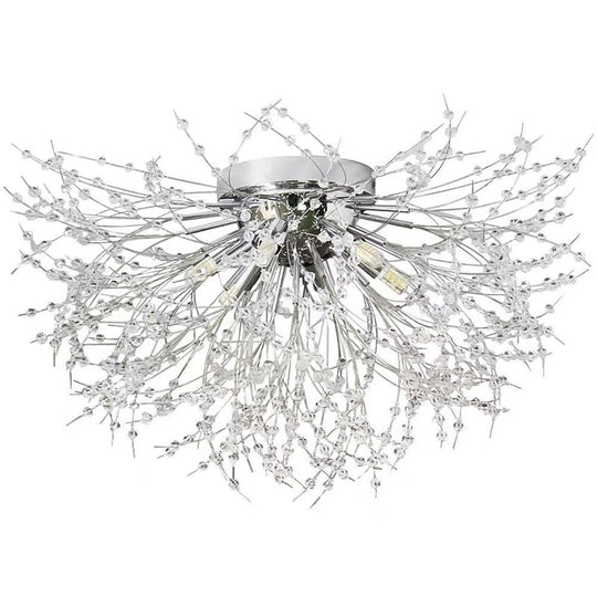 Classic Crystal Branch LED Flush Mount Ceiling Light with 6 Bulbs