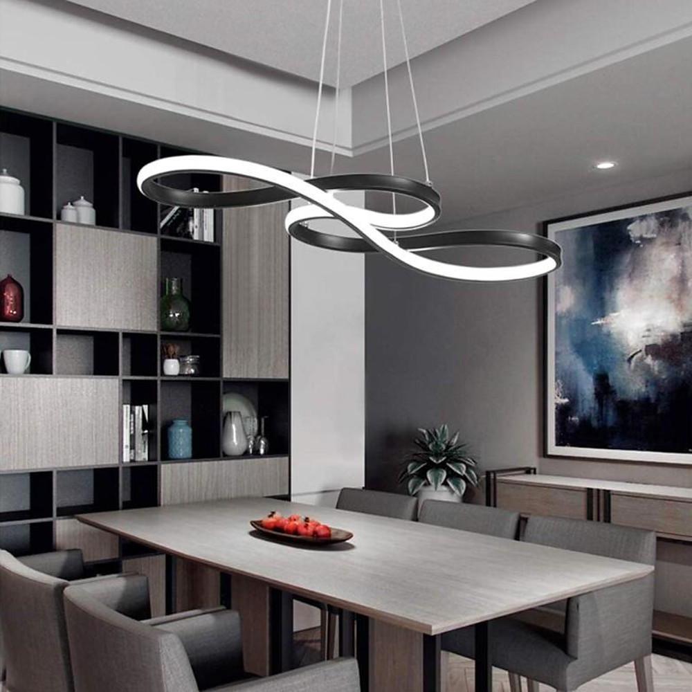 Geometric Wave Semi-Flush Chandelier – Metal & Silica Gel