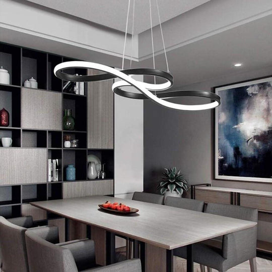 Geometric Wave Semi-Flush Chandelier – Metal & Silica Gel