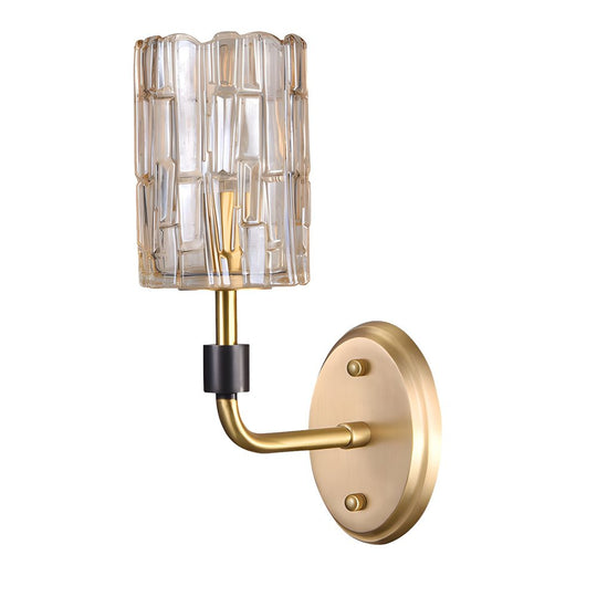 Luxury Copper Armed Crystal Wall Light – Modern 1/2-Light Sconce