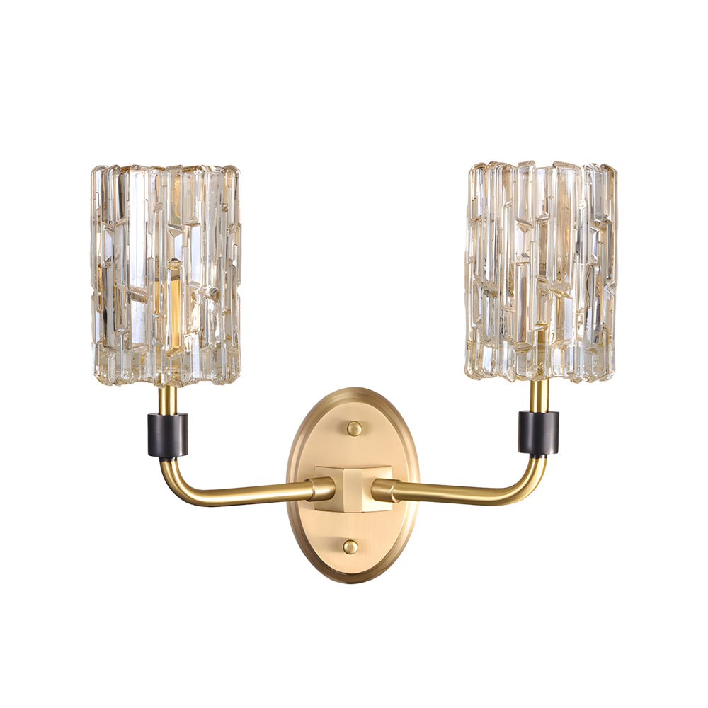 Luxury Copper Armed Crystal Wall Light – Modern 1/2-Light Sconce
