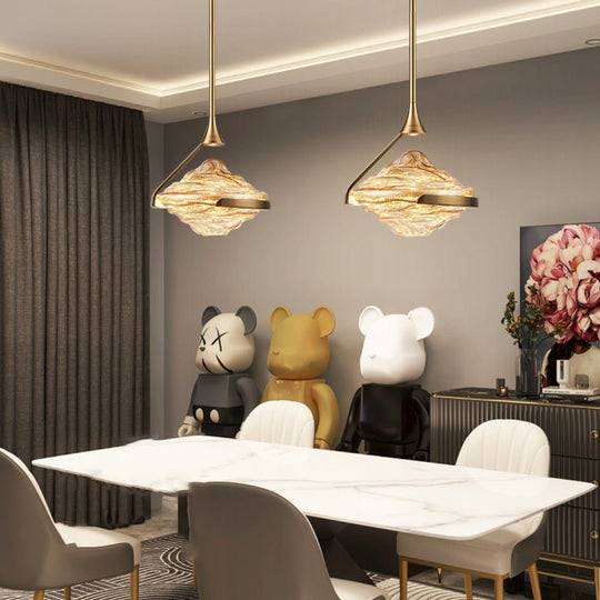 Luxury Creative Glass Ufo Spinning Top LED Modern Bedside Pendant Light