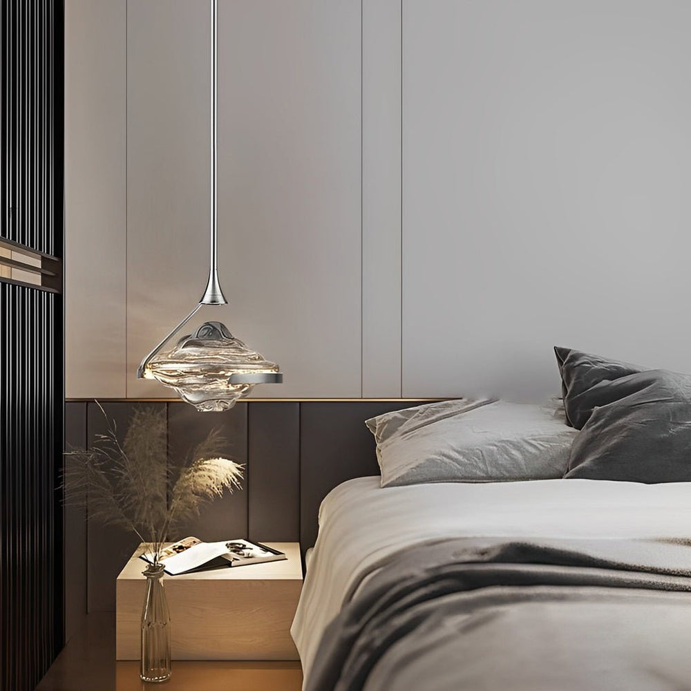 Luxury Creative Glass Ufo Spinning Top LED Modern Bedside Pendant Light