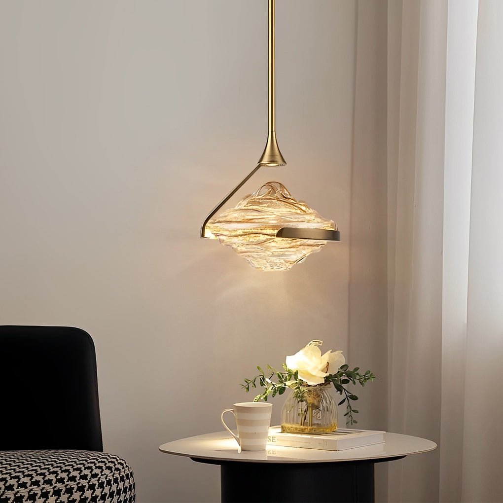 Luxury Creative Glass Ufo Spinning Top LED Modern Bedside Pendant Light