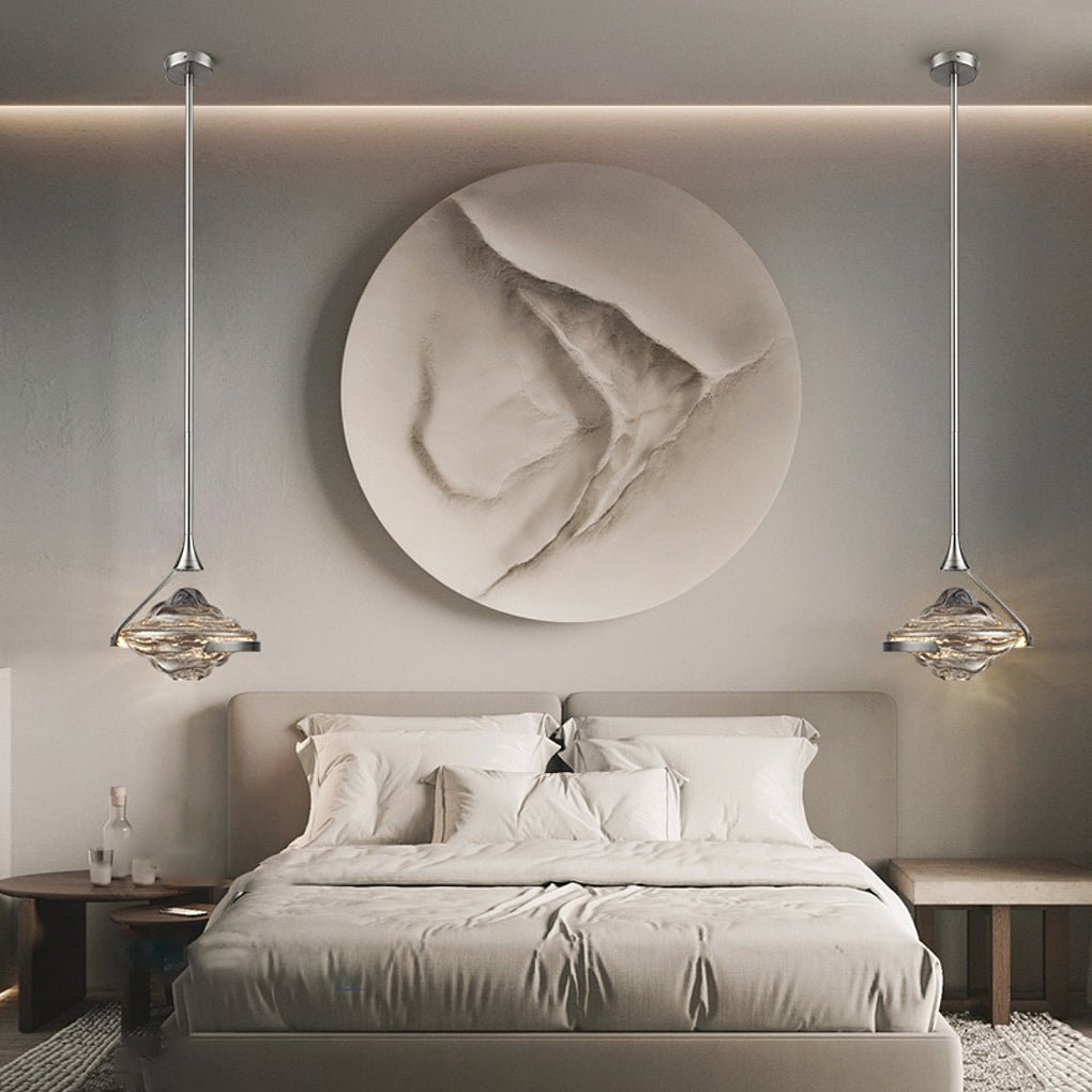 Luxury Creative Glass Ufo Spinning Top LED Modern Bedside Pendant Light