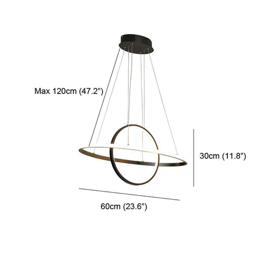 Two Circles LED Metal Adjustable Modern Chandelier