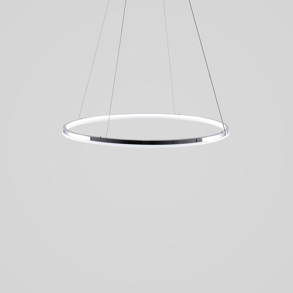 LED Circular Brushed Nickel Modern Pendant Light with Remote