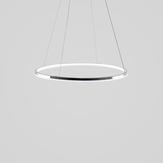 LED Circular Brushed Nickel Modern Pendant Light with Remote