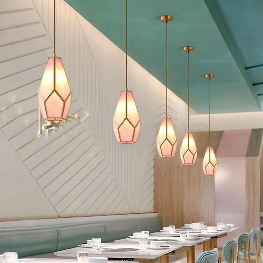 Elongated Cylindrical Glass & Metal LED Pendant Light