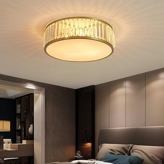 Drum-Shaped LED Crystal Nordic Ceiling Light