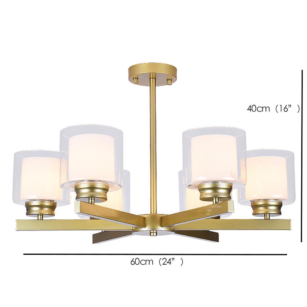 6 Light Glass Candlestick Design LED Modern Chandelier
