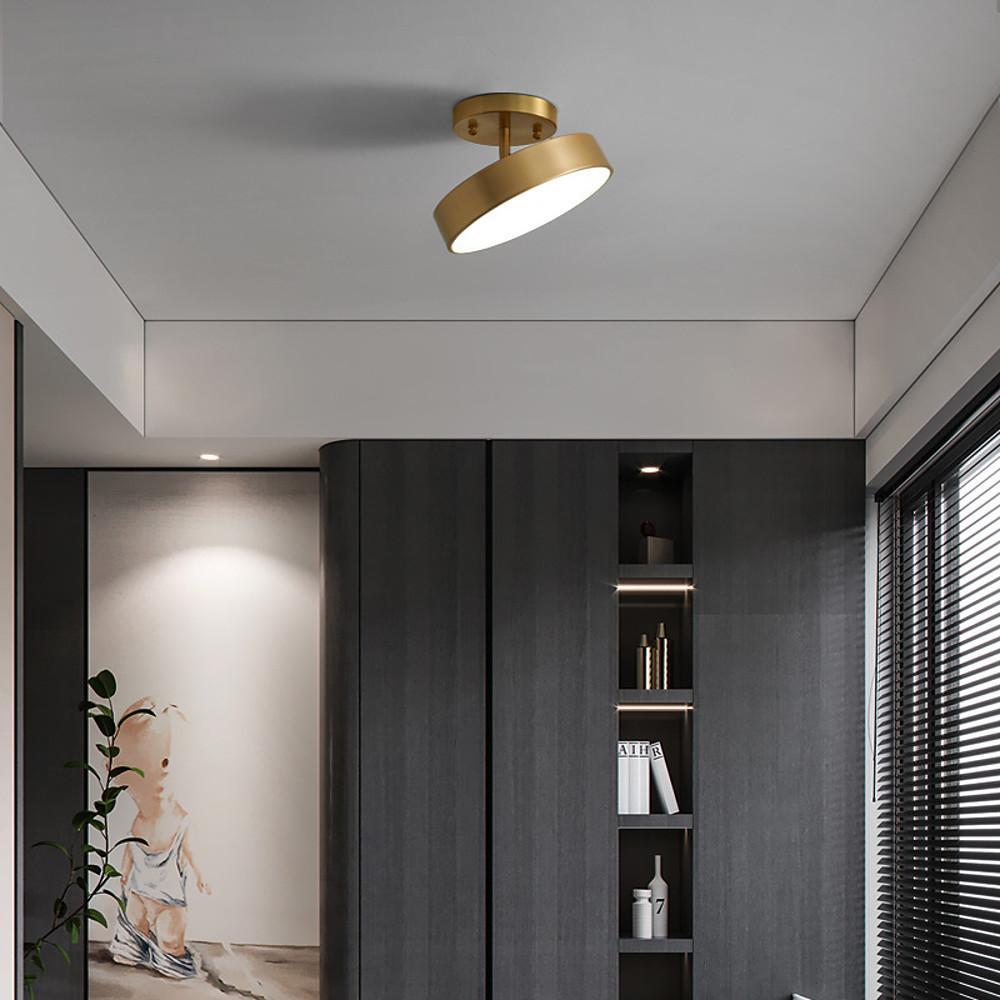 Circular Electroplated Copper LED Nordic Adjustable Ceiling Light