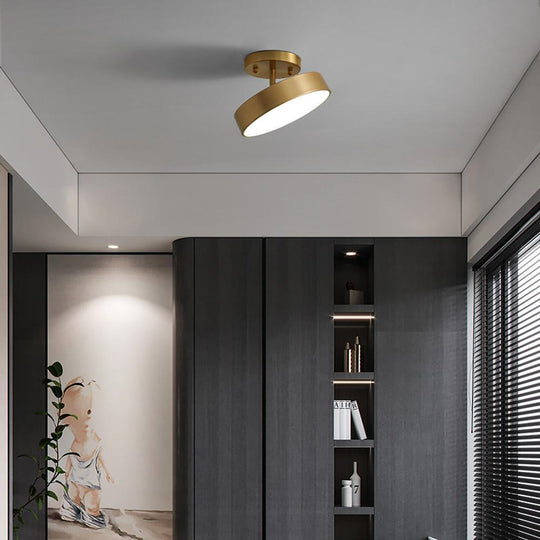 Circular Electroplated Copper LED Nordic Adjustable Ceiling Light