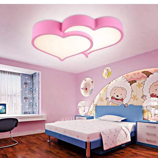 Heart Shaped Painted Metal Flush Mount Ceiling Light with Dimmable Ambient LED Light