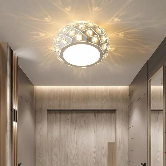 Metal Crystal Decorative LED Flush Mount Ceiling Light