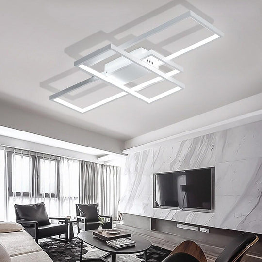 Multi Rectangle Large Flush Mount LED Ceiling Light with 3 Tiers