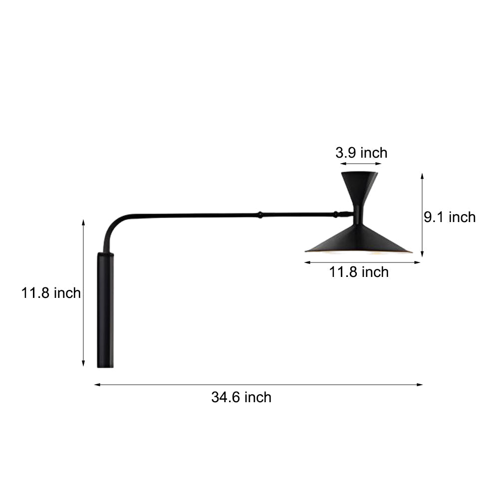Marseille Swing Arm Wall Lamp – Adjustable Long Metal Arm Trumpet Sconce