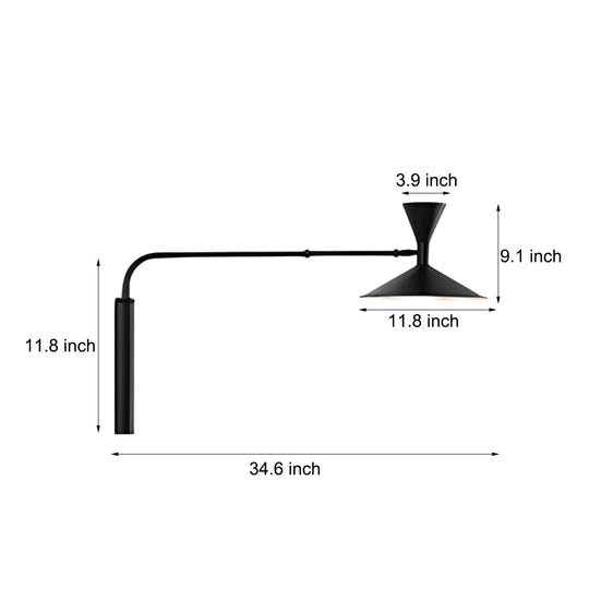 Marseille Swing Arm Wall Lamp – Adjustable Long Metal Arm Trumpet Sconce