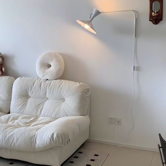 Marseille Swing Arm Wall Lamp – Adjustable Long Metal Arm Trumpet Sconce