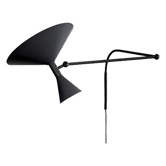 Marseille Swing Arm Wall Lamp – Adjustable Long Metal Arm Trumpet Sconce