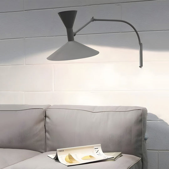 Marseille Swing Arm Wall Lamp – Adjustable Long Metal Arm Trumpet Sconce