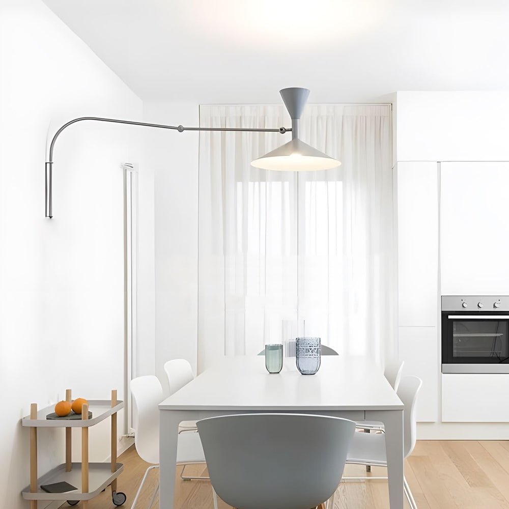 Marseille Swing Arm Wall Lamp – Adjustable Long Metal Arm Trumpet Sconce