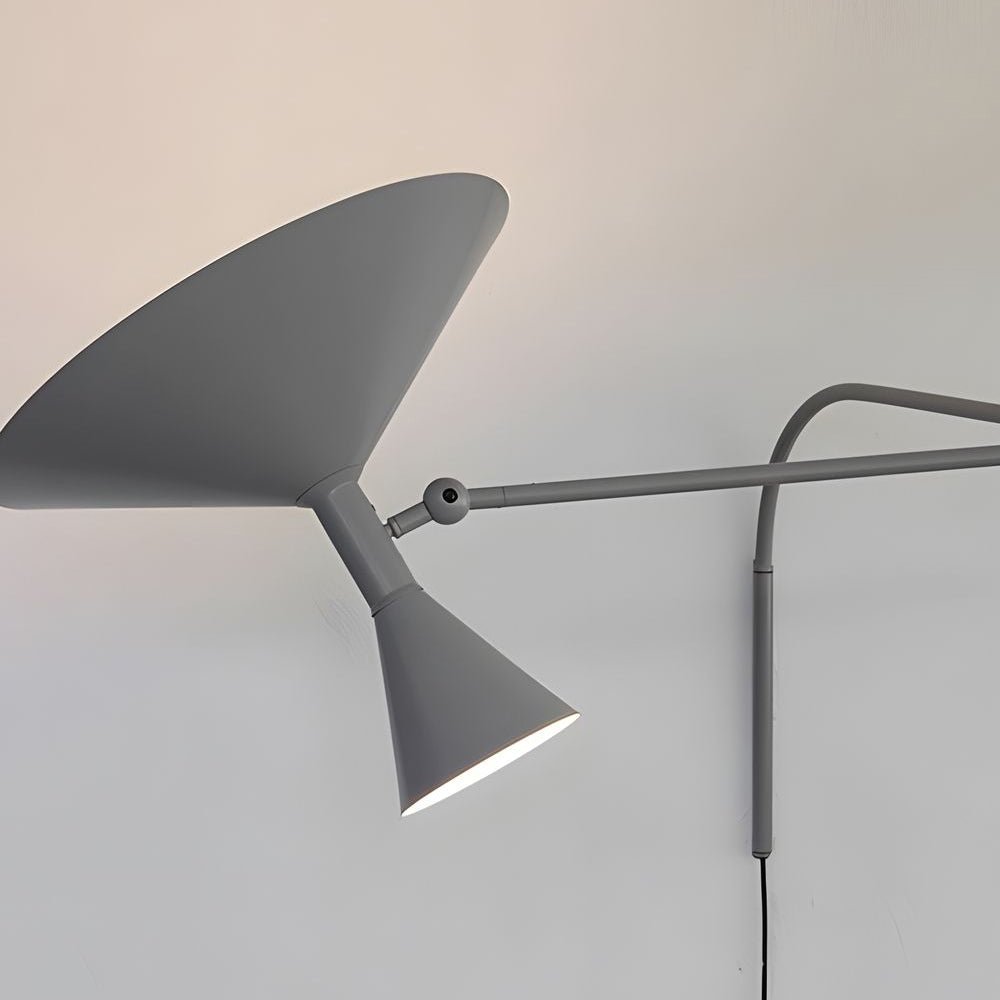 Marseille Swing Arm Wall Lamp – Adjustable Long Metal Arm Trumpet Sconce