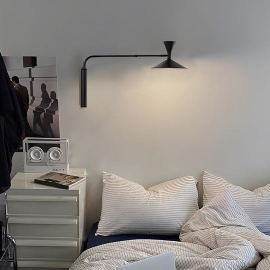 Marseille Swing Arm Wall Lamp – Adjustable Long Metal Arm Trumpet Sconce
