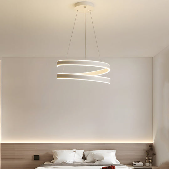 Matte White Twisted Chandelier with 3-Step Dimming