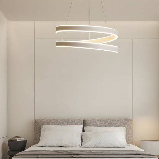 Matte White Twisted Chandelier with 3-Step Dimming
