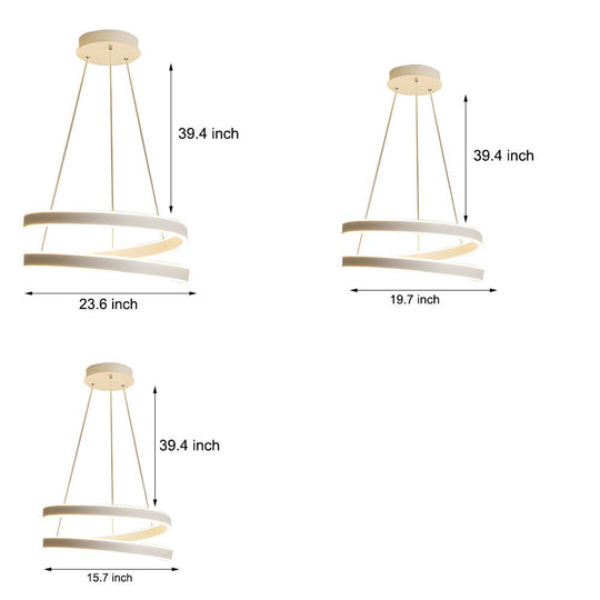 Matte White Twisted Chandelier with 3-Step Dimming