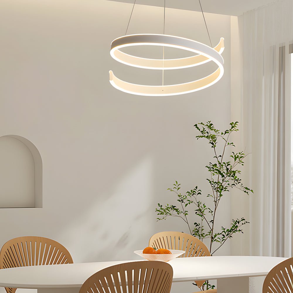 Matte White Twisted Chandelier with 3-Step Dimming