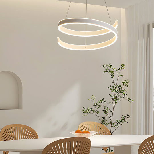 Matte White Twisted Chandelier with 3-Step Dimming