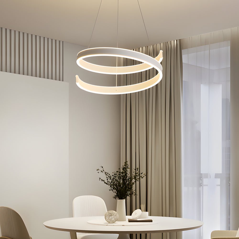 Matte White Twisted Chandelier with 3-Step Dimming