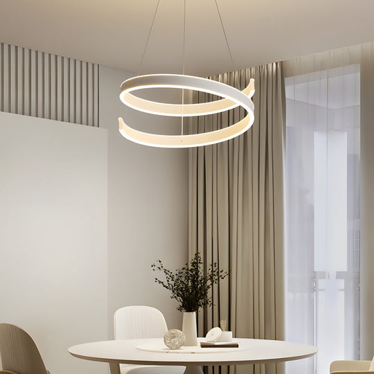Matte White Twisted Chandelier with 3-Step Dimming