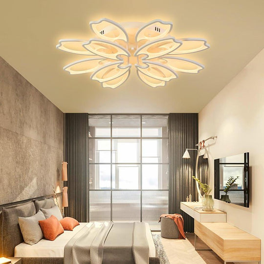 Flower Novelty Dimmable LED Modern Semi-Flush Mount Ceiling Light