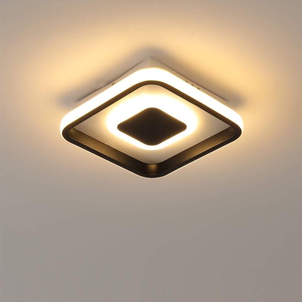 Dual Square LED Black Modern Flush Mount Ceiling Light