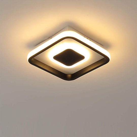 Dual Square LED Black Modern Flush Mount Ceiling Light