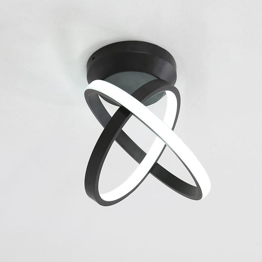 Creative Circles LED Black Modern Ceiling Light Flush Mount Lighting