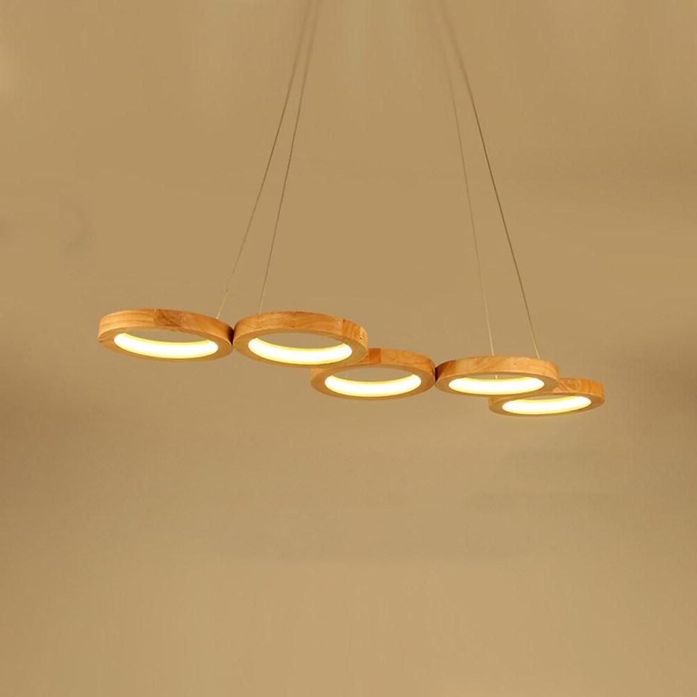 4 Circle Wood Acrylic LED Modern Pendant Light