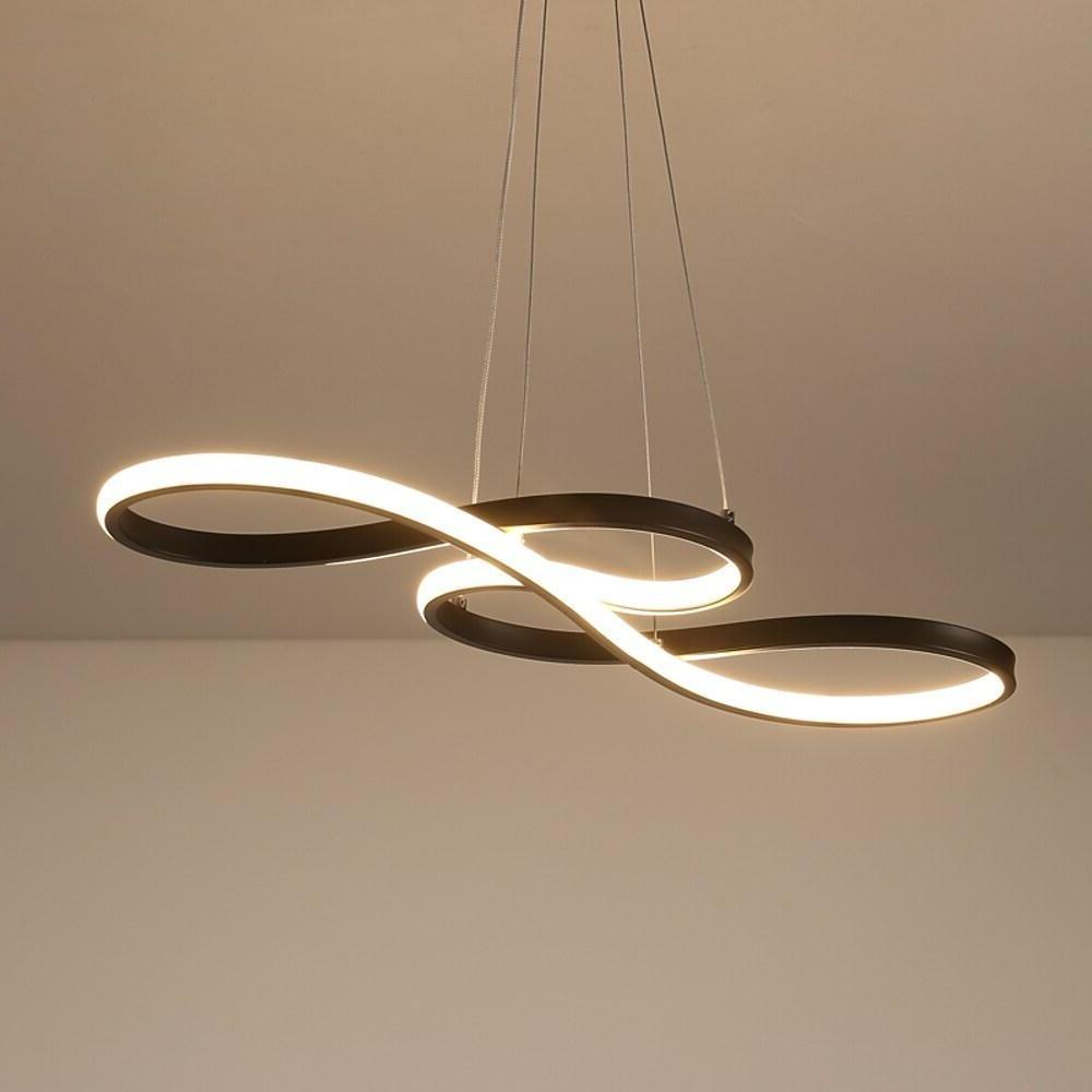 Metal Silica Pendant LED Abstract Curved Strip Chandelier for Dining Room