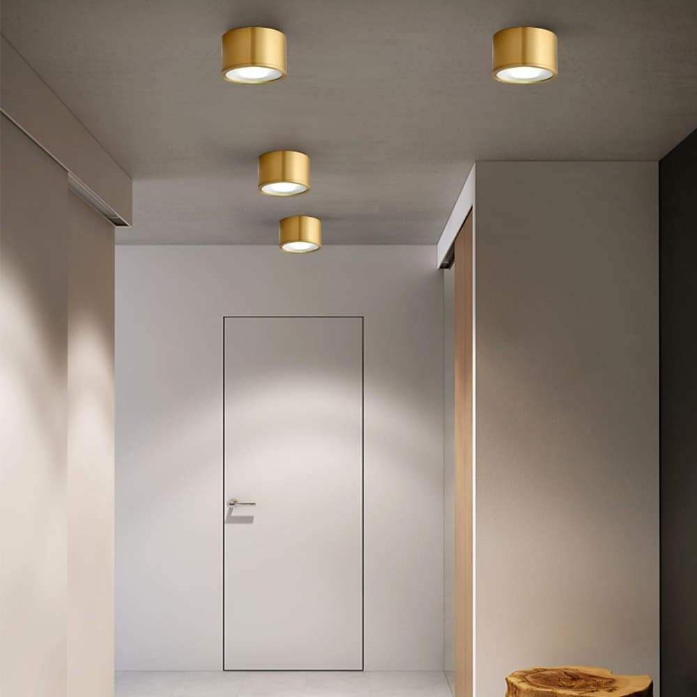 Cylindrical Copper Brass LED Modern Ceiling Light