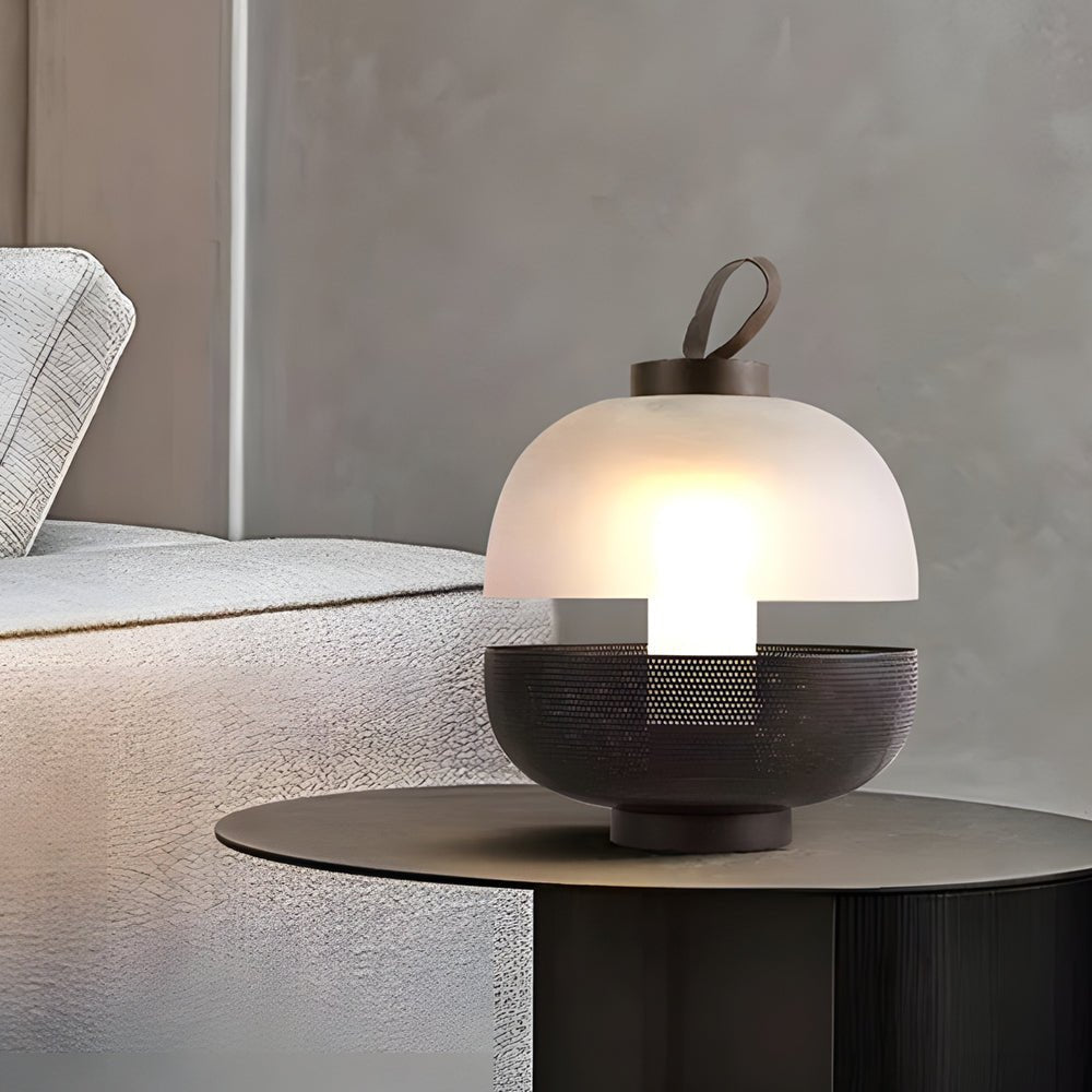 Mesh Metal and Frosted Glass LED 11 Inch Table Lamp