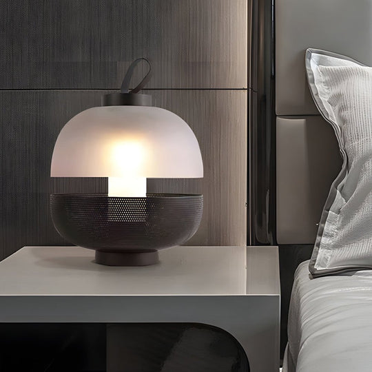 Mesh Metal and Frosted Glass LED 11 Inch Table Lamp
