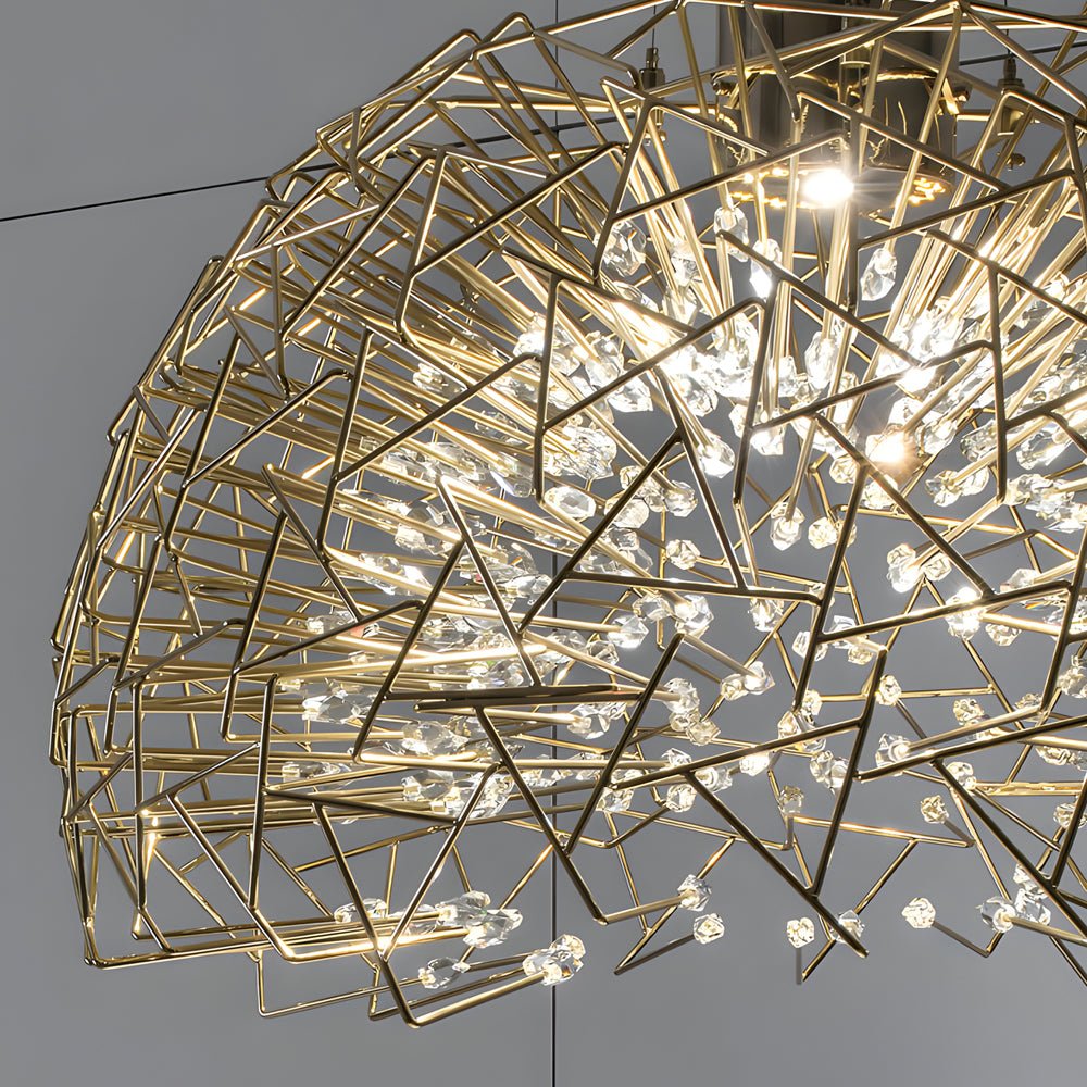 Metal Crystal Semicircular Sphere Chandelier Post-Modern Sparkle