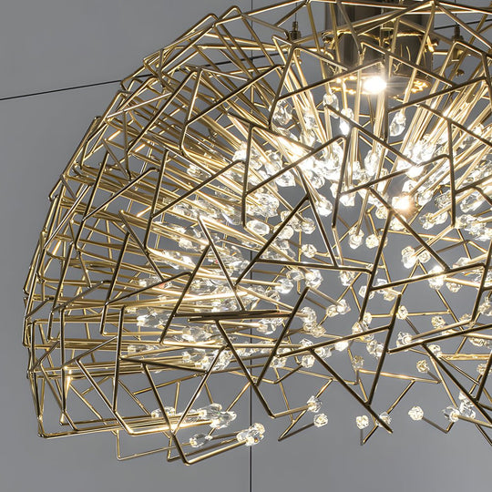 Metal Crystal Semicircular Sphere Chandelier Post-Modern Sparkle