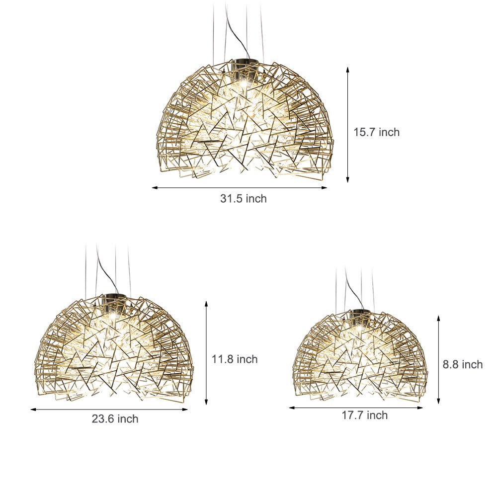 Metal Crystal Semicircular Sphere Chandelier Post-Modern Sparkle