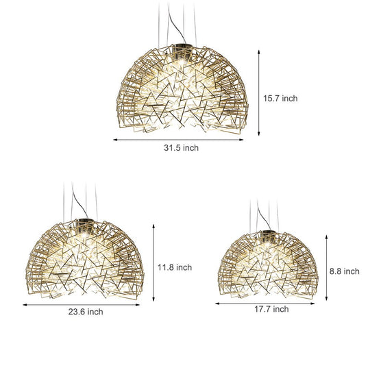Metal Crystal Semicircular Sphere Chandelier Post-Modern Sparkle