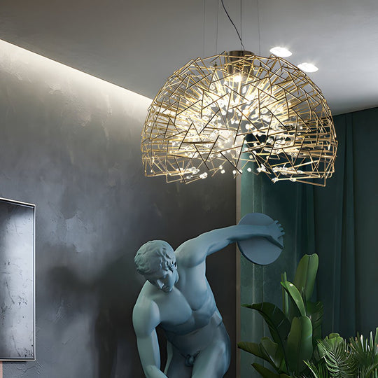 Metal Crystal Semicircular Sphere Chandelier Post-Modern Sparkle